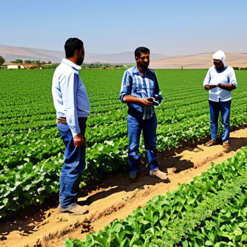 Home 15 **
"Algerian farmers using modern technology in a field, fully clothed, appropriate attire, safe for work, perfect anatomy, correct proportions, natural pose, showcasing agricultural modernization with drones and advanced irrigation, bright sunny day, rural Algeria, professional photography, high quality, modest farming attire, family-friendly."
**