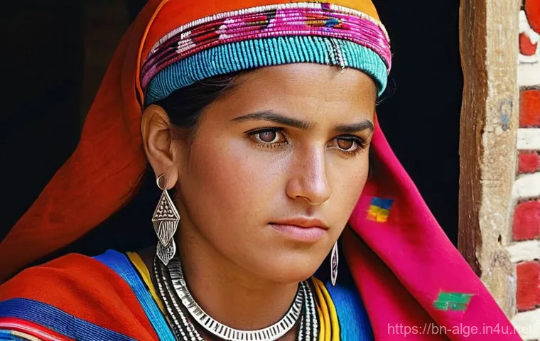 알제리 카밀리아족 문화 - **Kabyle Weaver with Traditional Silver Jewelry**
    "A close-up, highly detailed shot of a skilled...