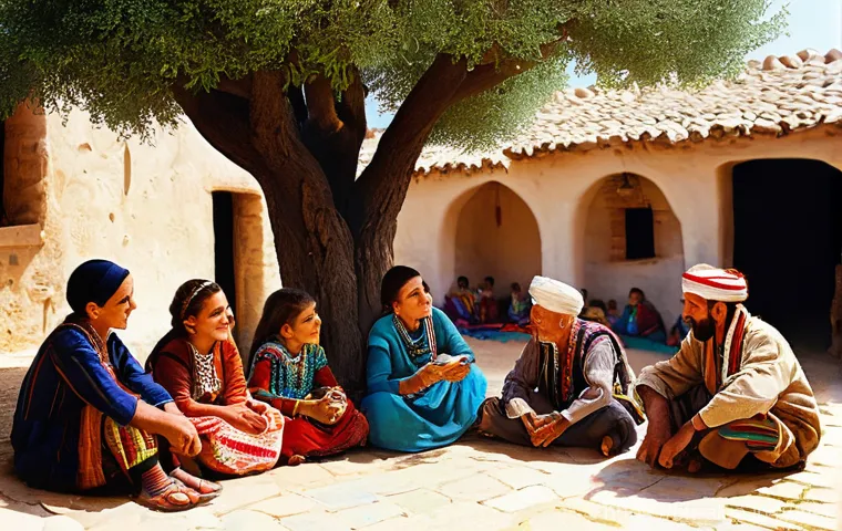 알제리 카밀리아족 문화 - **Lively Kabyle Folk Dance and Music Celebration**
    "A dynamic, wide-angle shot of a joyous Kabyl...