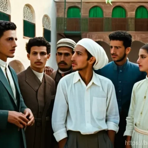 알제리 혁명 지도자 아흐메드 벤 벨라 - **Prompt:** "A historically-inspired depiction of a young Ahmed Ben Bella in mid-20th century Algeri...