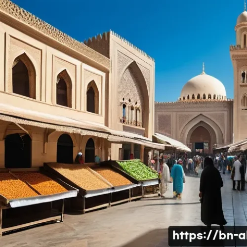 알제리 다문화 공존 방식 - **A Vibrant Algerian Cityscape Reflecting Cultural Harmony:** An image depicting a lively street sce...